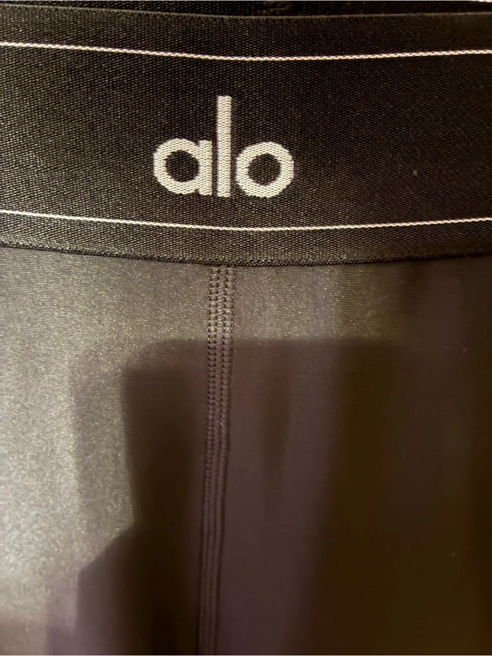 ALO Yoga Black Leggings with White Side Stripe